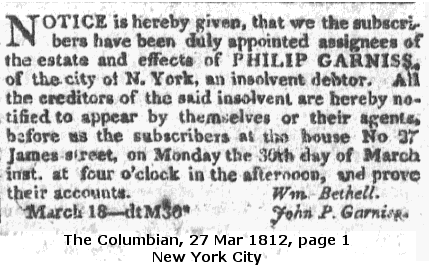 Philip Garniss, Debtor - 27 Mar 1812