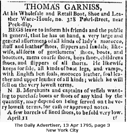 Advertisement 13 Apr 1795