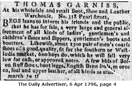 Advertisement 6 Apr 1796