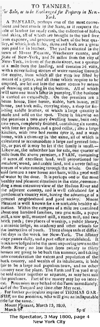 Advertisement of Sale 3 May 1800